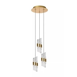 KLIGANDE piekaramā lampa LED 3x8 W 2700 K Ø25 cm matēts zelts / misiņš (Lucide)