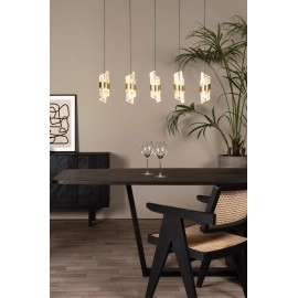 KLIGANDE piekaramā lampa LED 5x7,8 W 2700 K 84 cm matēts zelts / misiņš (Lucide)