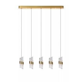 KLIGANDE piekaramā lampa LED 5x7,8 W 2700 K 84 cm matēts zelts / misiņš (Lucide)