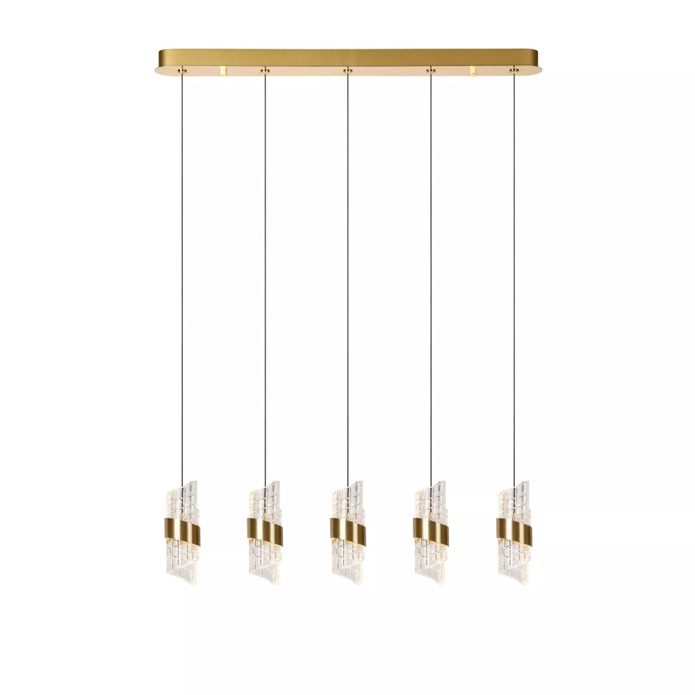 KLIGANDE piekaramā lampa LED 5x7,8 W 2700 K 84 cm matēts zelts / misiņš (Lucide)