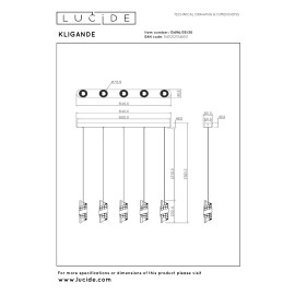KLIGANDE piekaramā lampa LED 5x7,8 W 2700 K 84 cm melna (Lucide)