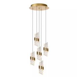 KLIGANDE piekaramā lampa LED 5x8 W 2700 K Ø30 cm matēts zelts / misiņš (Lucide)