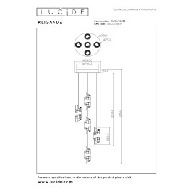 KLIGANDE piekaramā lampa LED 5x8 W 2700 K Ø30 cm melna (Lucide)