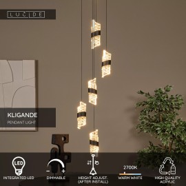 KLIGANDE piekaramā lampa LED 5x8 W 2700 K Ø30 cm melna (Lucide)