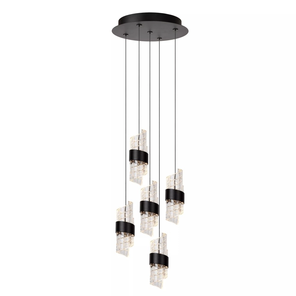 KLIGANDE piekaramā lampa LED 5x8 W 2700 K Ø30 cm melna (Lucide)