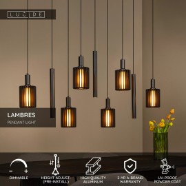 LAMBRES piekaramā lampa 6xE27 40 W melna (Lucide)