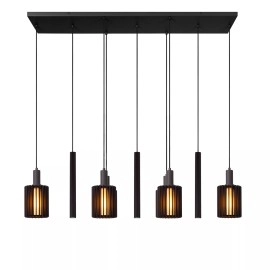 LAMBRES piekaramā lampa 6xE27 40 W melna (Lucide)