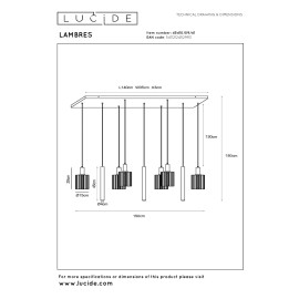 LAMBRES piekaramā lampa 6xE27 40 W taupe (Lucide)