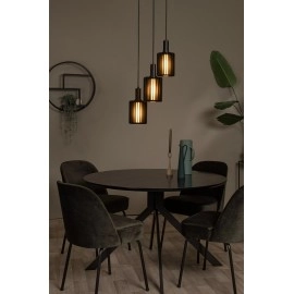 LAMBRES piekaramā lampa 3xE27 melna (Lucide)