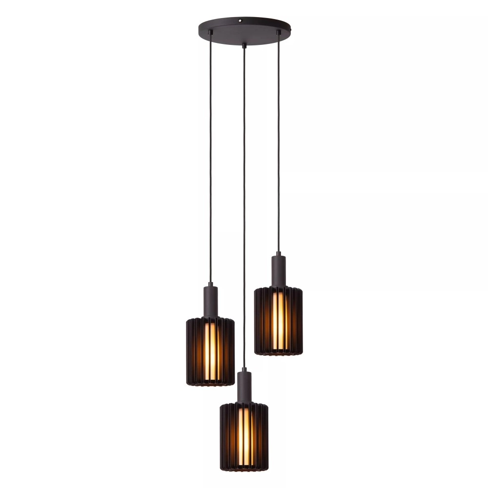 LAMBRES piekaramā lampa 3xE27 melna (Lucide)