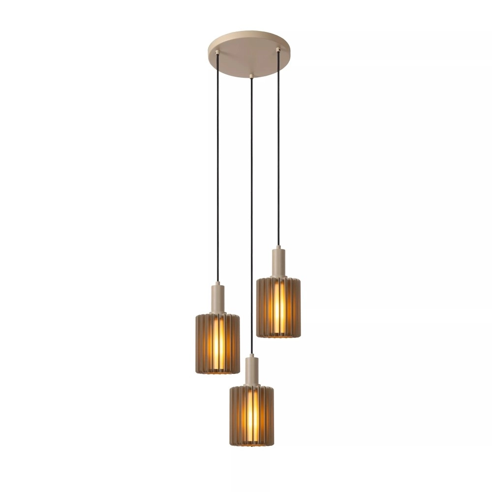 LAMBRES piekaramā lampa 3xE27 taupe tonī (Lucide)