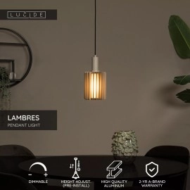 LAMBRES piekaramā lampa Ø 15 cm 1xE27 taupe tonī (Lucide)