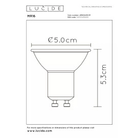 MR16 LED spuldze GU10 1x5 W 3000 K dimmējama balta (Lucide)