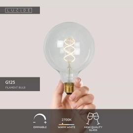G125 Filament LED spuldze E27 1x4.9 W 2700 K dimmējama caurspīdīga (Lucide)