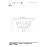 ES111 — LED spuldze GU10 12W, 2200–3000K, 820 lm, melna (Lucide)