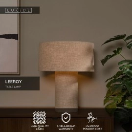 LEEROY galda lampa liela 1 x 40 W E27 taupe (Lucide)