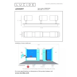 LENNERT vannas istabas griestu prožektors GU10 LED 3x5W 3000K IP44 melns (Lucide)
