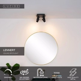 LENNERT vannas istabas griestu prožektors GU10 LED 4x5W 3000K IP44 melns (Lucide)