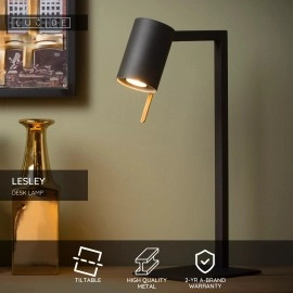 LESLEY galda lampa 1 x 35 W GU10 melna (Lucide)