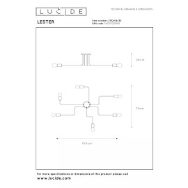 LESTER griestu lampa 6xE27 40W melna (Lucide)