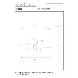 LESTER griestu lampa 8xE27 40W melna (Lucide)