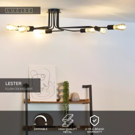LESTER griestu lampa 8xE27 40W melna (Lucide)