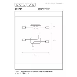 LESTER griestu lampa 4xE27 40W matēta zelta/misiņa (Lucide)