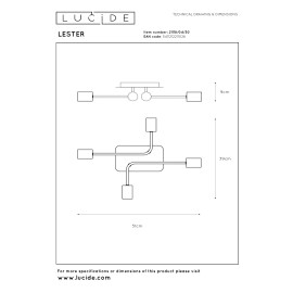 LESTER griestu lampa 4xE27 40W melna (Lucide)
