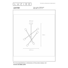LESTER griestu lampa 6xE27 40W matēta zelta/misiņa (Lucide)