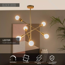 LESTER griestu lampa 6xE27 40W matēta zelta/misiņa (Lucide)