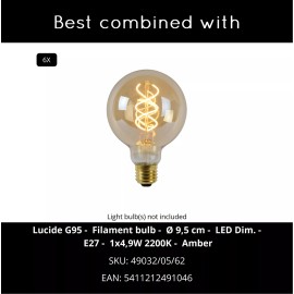 LESTER piekaramā lampa 6xE27 40W melna (Lucide)