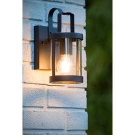 LINDELO āra sienas lampa 1×40W E27 melna (Lucide)
