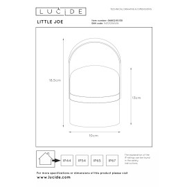 LITTLE JOE uzlādējama āra galda lampa LED 0,3W 3000K melna (Lucide)