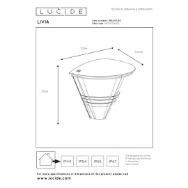 LIVIA āra sienas lampa 1 × 60 W E27 melna (Lucide)