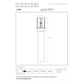 LORI āra stabiņš 1×15W E27 antracīta (Lucide)