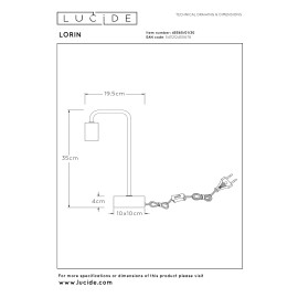LORIN Galda lampa 1x40W E27 melna (Lucide)