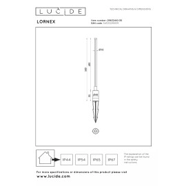 LORNEX āra dārza prožektors 58 cm LED 6W 3000K IP54 melns (Lucide)
