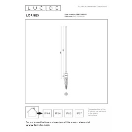 LORNEX āra dārza prožektors 98 cm LED 6W 3000K IP54 melns (Lucide)