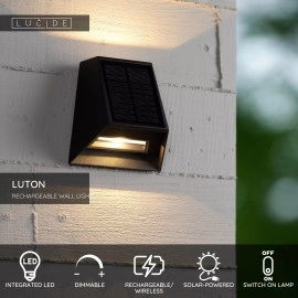 LUTON āra saules sienas lampa 1x2W Integrated LED IP54 melna (Lucide)