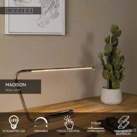 MADISON LED galda lampa 9 W 2700 K hroma/melna (Lucide)