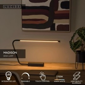 MADISON LED galda lampa 6,5 W 2700 K melna (Lucide)