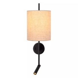MAGIC sienas gaismeklis 1xE27 40 W ar USB melns (Lucide)