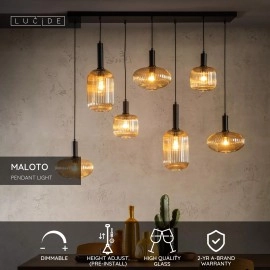 MALOTO piekaramā lampa 7x40W E27 dzintara tonī (Lucide)