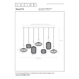 MALOTO piekaramā lampa 7x40W E27 dzintara tonī (Lucide)
