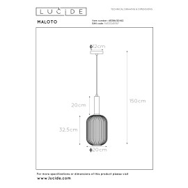 MALOTO piekaramā lampa 1x40W E27 dzintara tonī (Lucide)