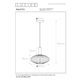 MALOTO piekaramā lampa 1x40W E27 zaļa (Lucide)