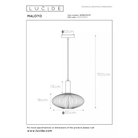 MALOTO piekaramā lampa 1x40W E27 zaļa (Lucide)
