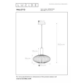 MALOTO piekaramā lampa 1x40W E27 dzintara tonī (Lucide)