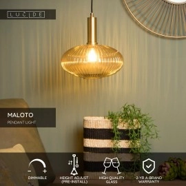 MALOTO piekaramā lampa 1x40W E27 dzintara tonī (Lucide)