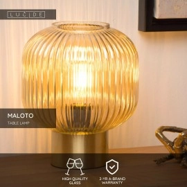 MALOTO galda lampa 1x40W E27 dzintara tonī (Lucide)